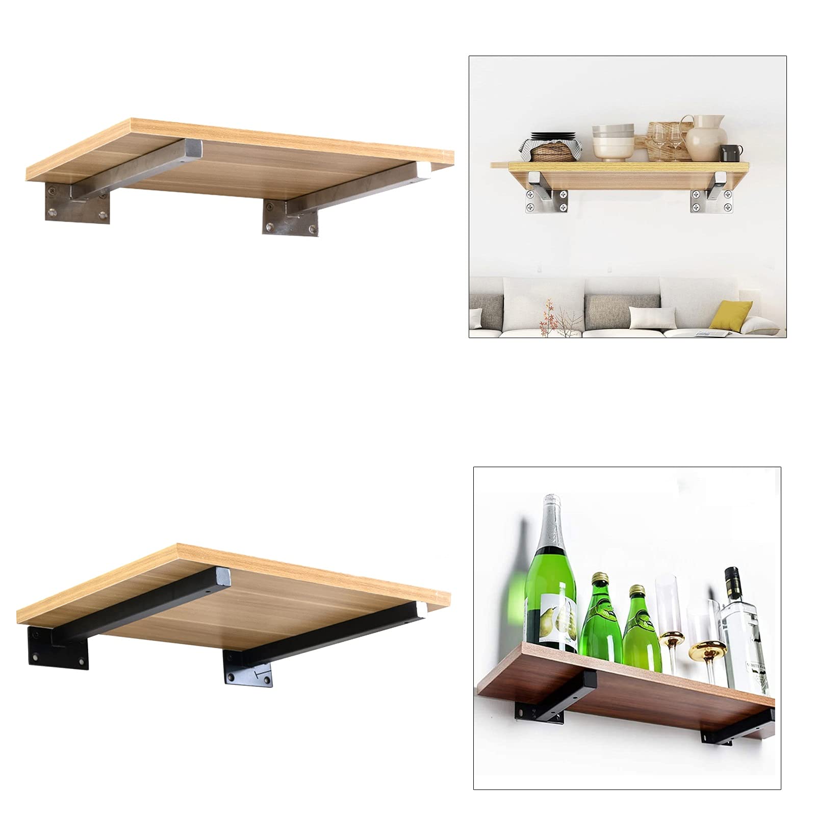 Étagère murale-Bois mdf Marron et Acier Noir -L x P(60x25)cm